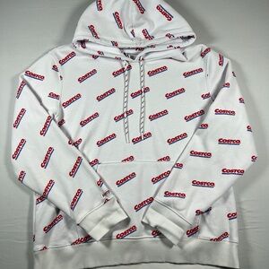 Kirkland Signature Coscto Wholesale Unisex White Logo Hoodie All Over Print L